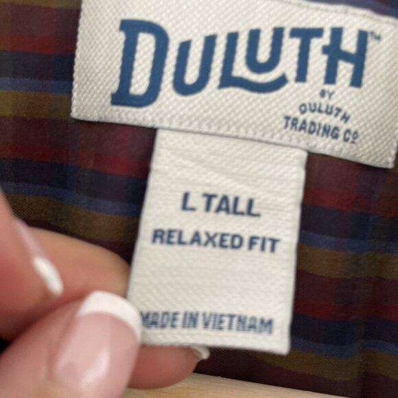 Duluth Button Down Shirt Men's Size Large Tall Multicolor Plaid Relaxed Fit - Picture 7 of 11